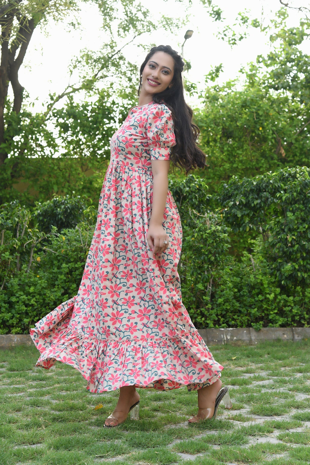 AAHELI PORTOFINO FLORAL FLARED DRESS