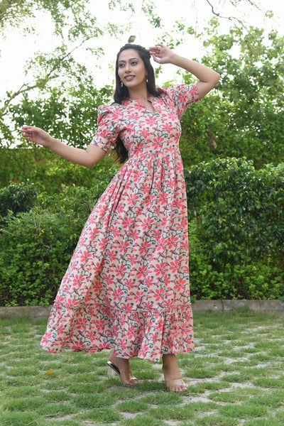AAHELI PORTOFINO FLORAL FLARED DRESS