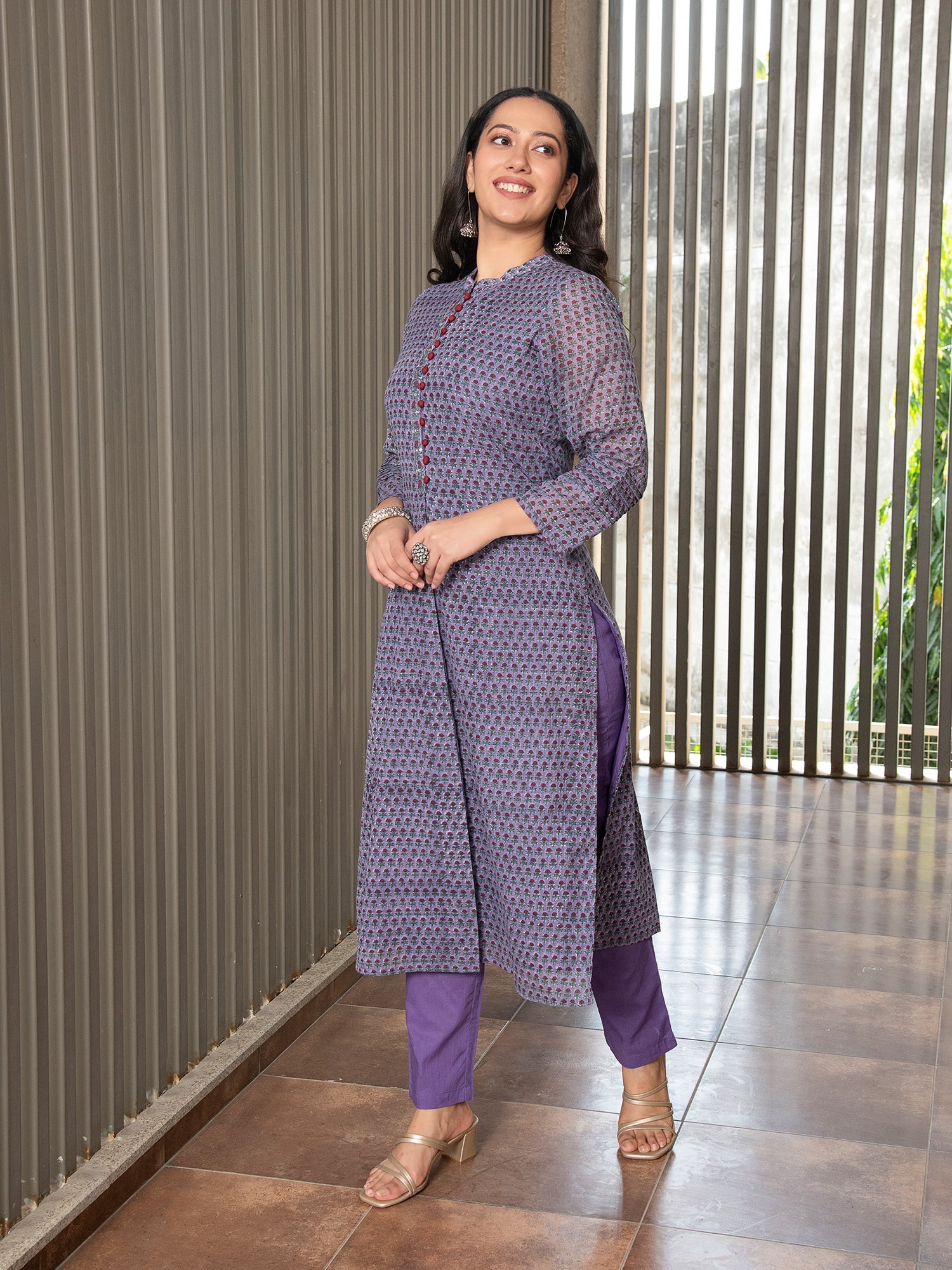 MULMUL MAHI KOTA DORIA BLOCK PRINTED KURTA & PANT SET