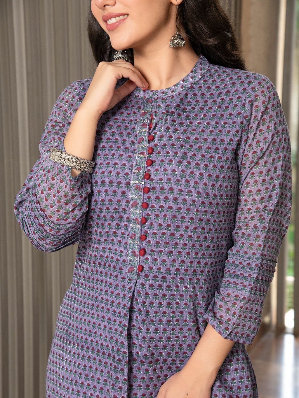 MULMUL MAHI KOTA DORIA BLOCK PRINTED KURTA & PANT SET